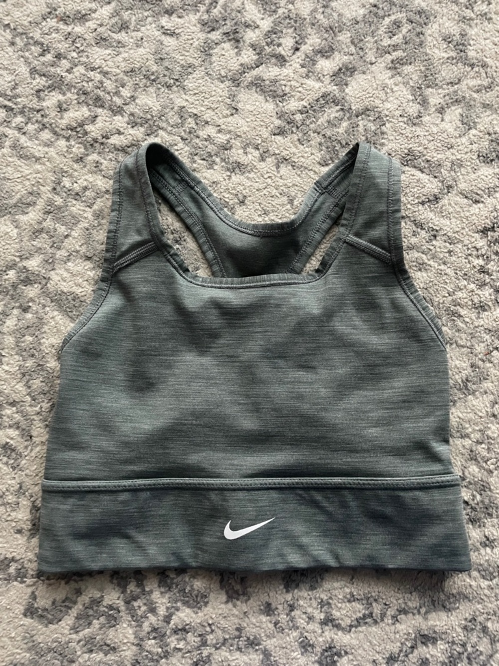 Nike Grey Racerback Sports Bra with White Swoosh